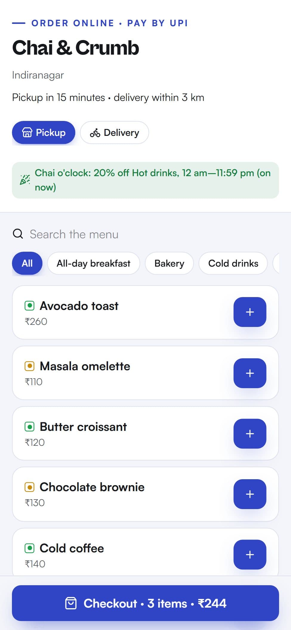 Guest ordering online on a phone